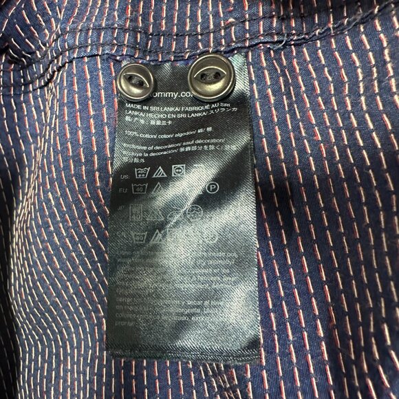 Tommy HIlfiger Shirt Mens Large Blue Dot Button Down Custom Fit Pocket Hem Logo - Picture 7 of 9